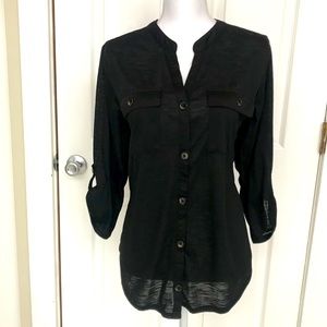 XXXL Flattering Black Button Down Tortoise Shell